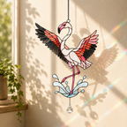 Dancing Flamingo Holographic Acrylic Suncatcher