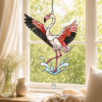Dancing Flamingo Holographic Acrylic Suncatcher