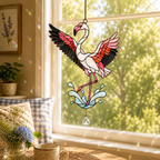 Dancing Flamingo Holographic Acrylic Suncatcher