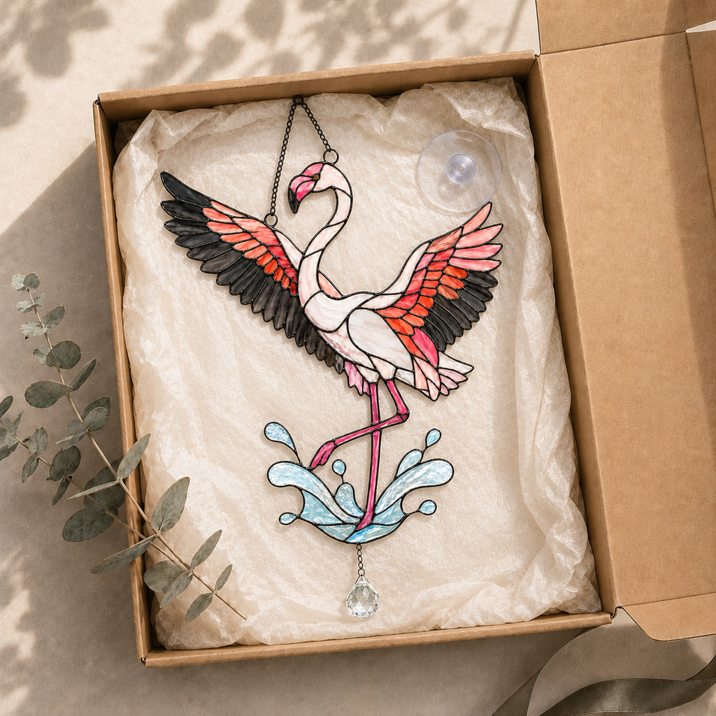 Dancing Flamingo Holographic Acrylic Suncatcher