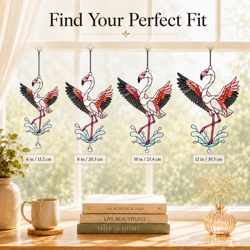 Dancing Flamingo Holographic Acrylic Suncatcher