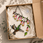 Hummingbird & Foxglove Holographic Acrylic Suncatcher