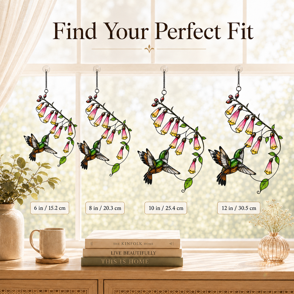 Hummingbird & Foxglove Holographic Acrylic Suncatcher