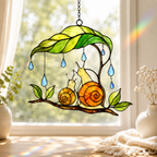 Snail & Leaf Umbrella Holographic Acrylic Suncatcher