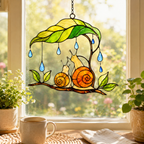 Snail & Leaf Umbrella Holographic Acrylic Suncatcher