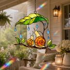 Snail & Leaf Umbrella Holographic Acrylic Suncatcher