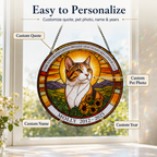 Easy to personalize cat memorial suncatcher with custom quote name and years
