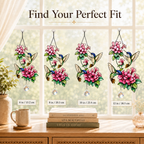 Twin Hummingbirds & Pink Blossoms Holographic Acrylic Suncatcher