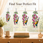 Sunbird & Pink Trumpet Flowers Holographic Acrylic Suncatcher