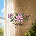 Personalized Pink Cherry Blossom Branch Holographic Acrylic Suncatcher