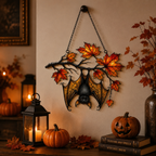 Sleeping Bat under Maple Branch Holographic Acrylic Suncatcher