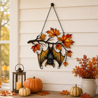 Sleeping Bat under Maple Branch Holographic Acrylic Suncatcher