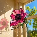 Personalized Pink Anemone Flower Holographic Acrylic Suncatcher