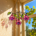 Personalized Pink Fuchsia Flower Holographic Acrylic Suncatcher