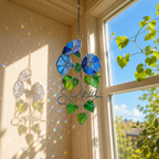Personalized Blue Morning Glory Holographic Acrylic Suncatcher