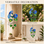 Personalized Blue Morning Glory Holographic Acrylic Suncatcher