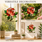 Personalized Red Rose Holographic Acrylic Suncatcher