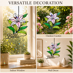 Personalized Pink Lily Flower Holographic Acrylic Suncatcher