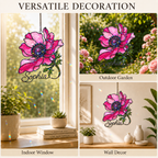 Personalized Pink Anemone Flower Holographic Acrylic Suncatcher
