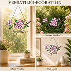 Personalized Pink Cherry Blossom Branch Holographic Acrylic Suncatcher