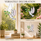 Personalized White Dove & Olive Branch Holographic Acrylic Suncatcher