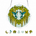Citrine Wisteria Duet Hummingbird Acrylic Puzzle Suncatcher