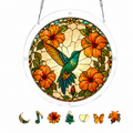 Sunburst Hibiscus Hummingbird Acrylic Puzzle Suncatcher