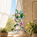 Personalized Hanging Planter Flower Holographic Acrylic Suncatcher