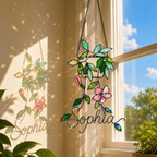 Personalized Hanging Planter Flower Holographic Acrylic Suncatcher