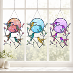 Hummingbird Pink Moon Holographic Acrylic Suncatcher