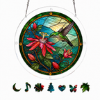 Pink Blossom Hummingbird Puzzle Suncatcher