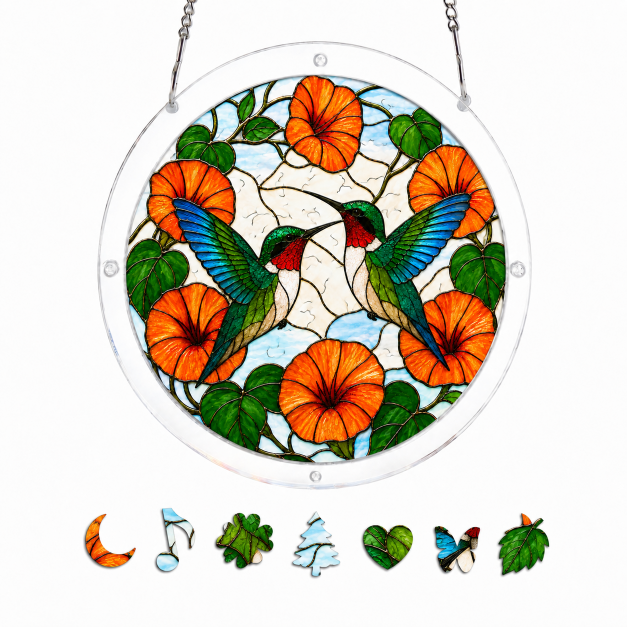 Two Hummingbirds Acrylic Puzzle Suncatcher