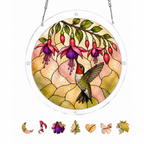 Hummingbird Fuchsia Flower Acrylic Jigsaw Puzzle Suncatcher