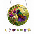 Colorful Hummingbird Fuchsia Flower Acrylic Jigsaw Puzzle Suncatcher