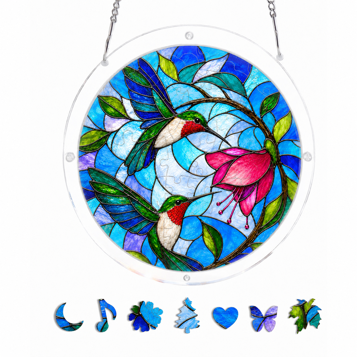 Pink Hummingbird Acrylic Puzzle Suncatcher