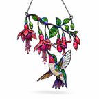 Fuchsia Hummingbird Holographic Acrylic Suncatcher