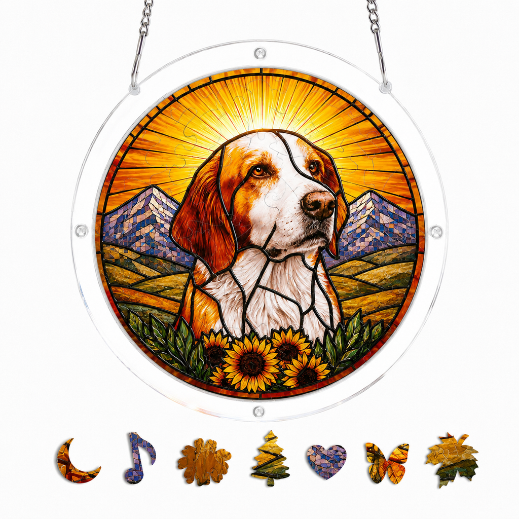 Personalized Dog Memorial Acrylic Puzzle Suncatcher – Custom Pet Portrait