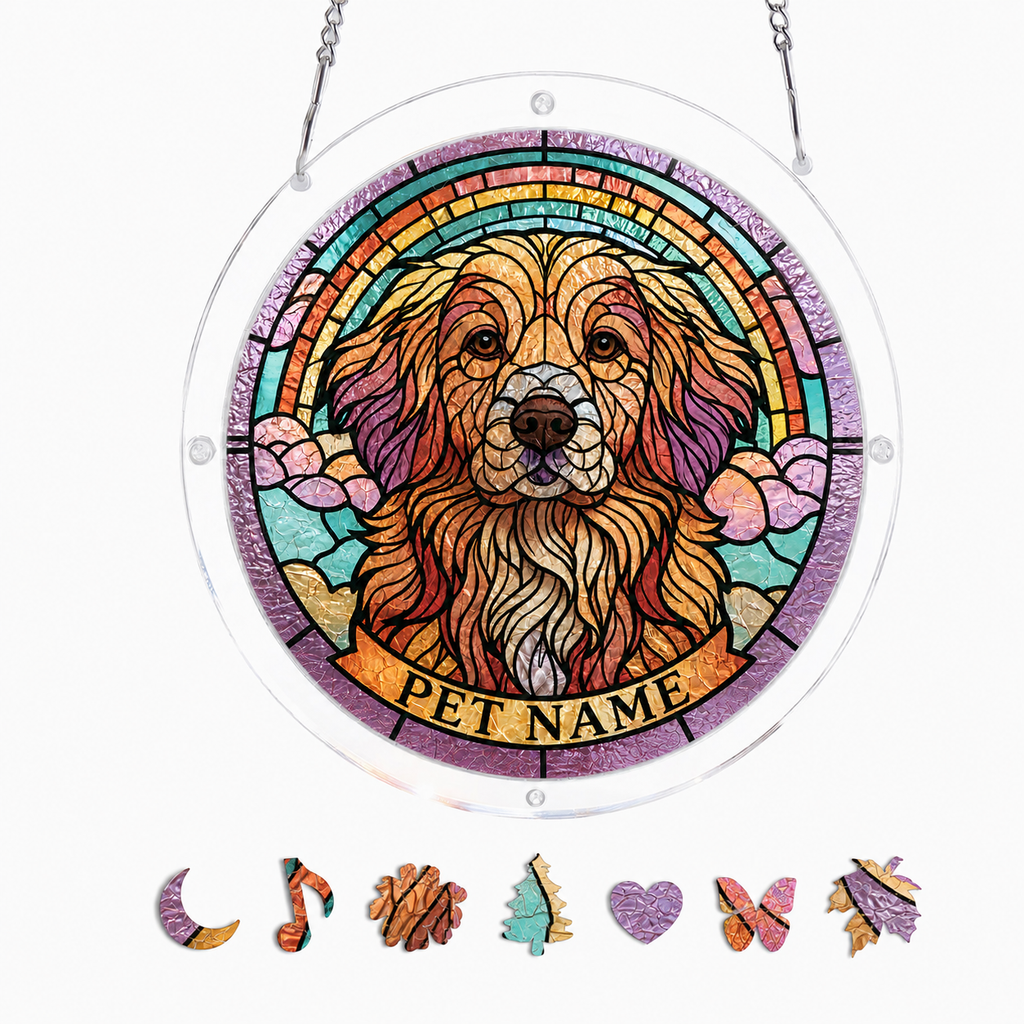 Personalized Dog Memorial Acrylic Puzzle Suncatcher – Custom Pet Name
