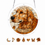 Personalized Dog Memorial Acrylic Puzzle Suncatcher – Golden Mosaic Portrait