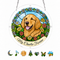 Personalized Dog Memorial Acrylic Puzzle Suncatcher – Daisy Garden Portrait