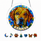 Personalized Dog Memorial Acrylic Puzzle Suncatcher – Rainbow Mosaic Portrait