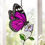 Purple Butterfly & Lilac Blossom Holographic Acrylic Suncatcher