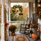 Ghost with Boo Sign & Autumn Wreath Holographic Acrylic Suncatcher