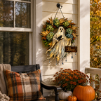 Ghost with Boo Sign & Autumn Wreath Holographic Acrylic Suncatcher