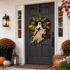 Ghost with Boo Sign & Autumn Wreath Holographic Acrylic Suncatcher