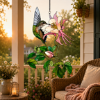 Hummingbird & Columbine Holographic Acrylic Suncatcher
