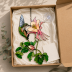 Hummingbird & Columbine Holographic Acrylic Suncatcher