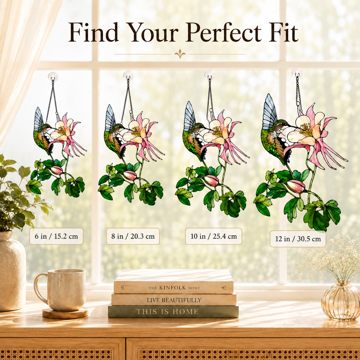 Hummingbird & Columbine Holographic Acrylic Suncatcher