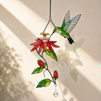 Hummingbird & Passion Flower Holographic Acrylic Suncatcher