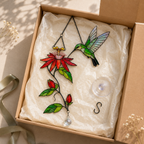 Hummingbird & Passion Flower Holographic Acrylic Suncatcher